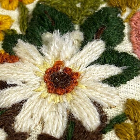 Handmade Crafts Needlepoint Embroidery Floral Upholstery Pillow 11"x14" - Picture 3 of 8